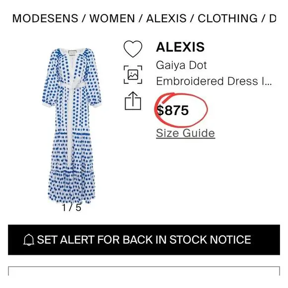 $875 AlexisWhite Blue Dot Embroidered Gaiya Maxi DressSz XS Resort